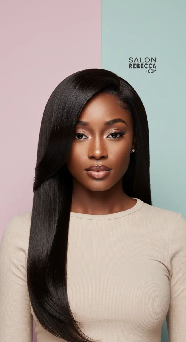 7. Side-Parted Straight Weave | 8 Quick Weave Hairstyles That Will Transform Your Style