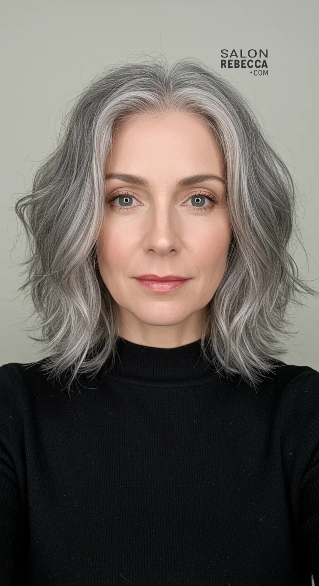 3. Elegant Wavy Shoulder-Length Cut | 10 Chic Grey Hairstyles For Women Over 60 That You’ll Love To Try