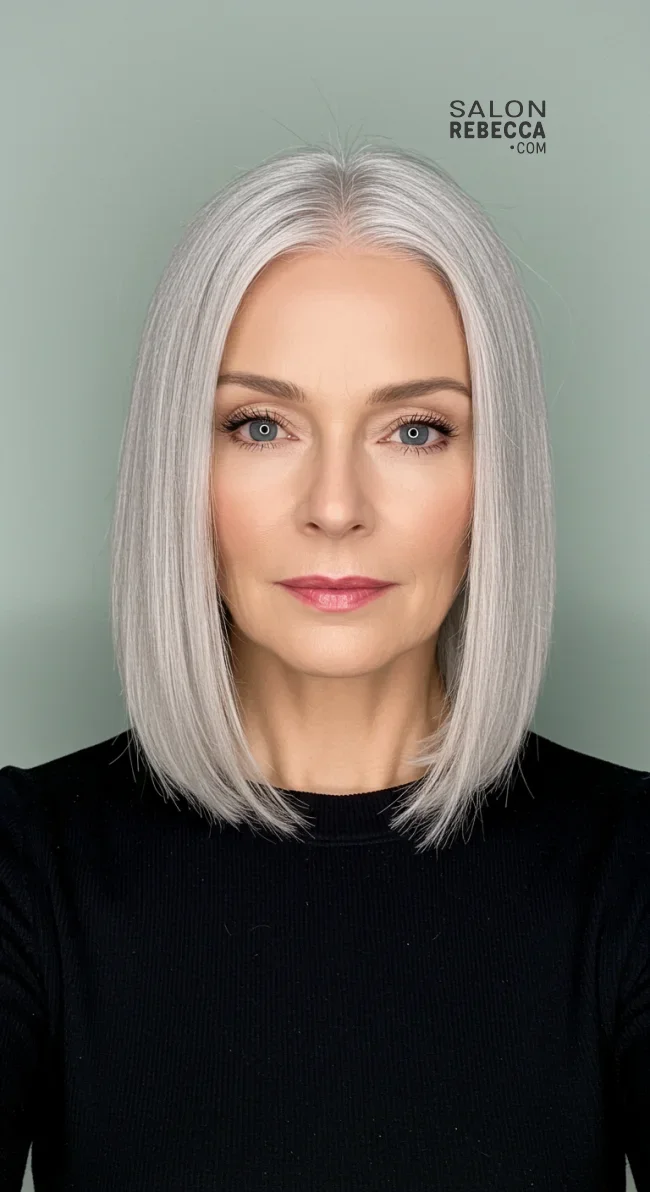 5. Sleek Silver Straight Cut | 10 Chic Grey Hairstyles For Women Over 60 That You’ll Love To Try
