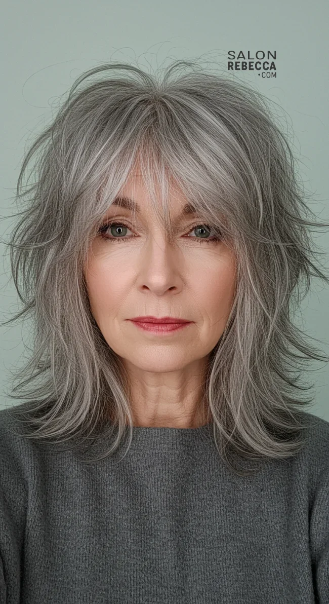 7. Wispy Grey Shag Cut | 10 Chic Grey Hairstyles For Women Over 60 That You’ll Love To Try