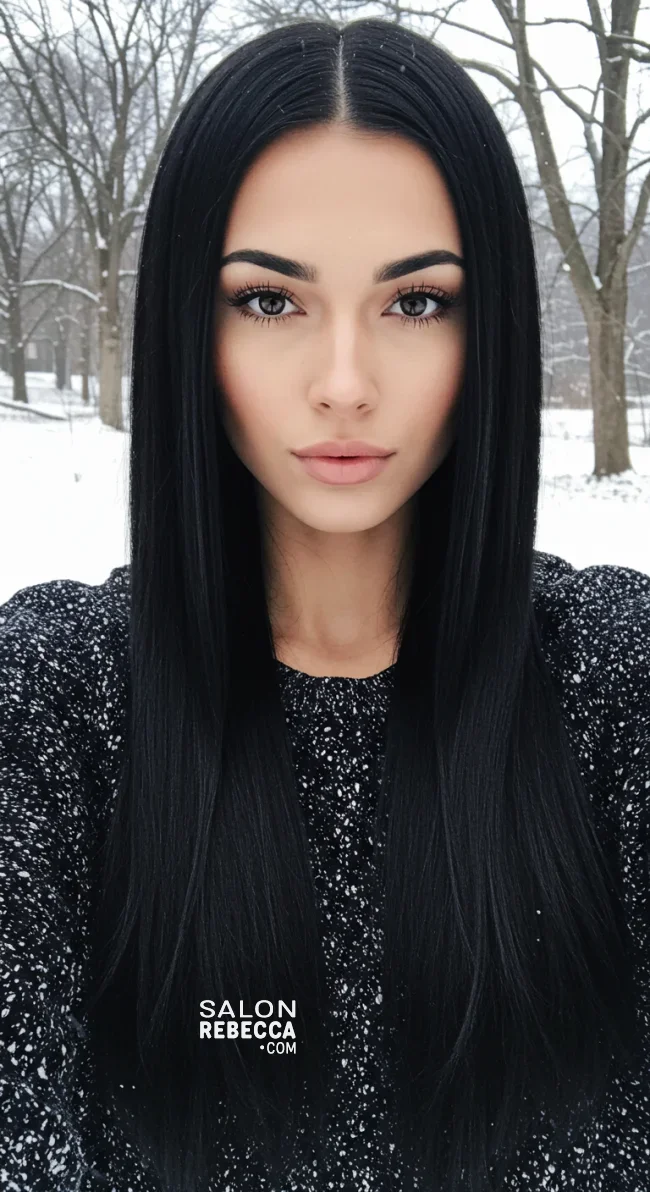 10. Sleek Straight Hair with a Middle Part | Hairstyle Trends For Winter 2025: 10 Hottest Haircuts