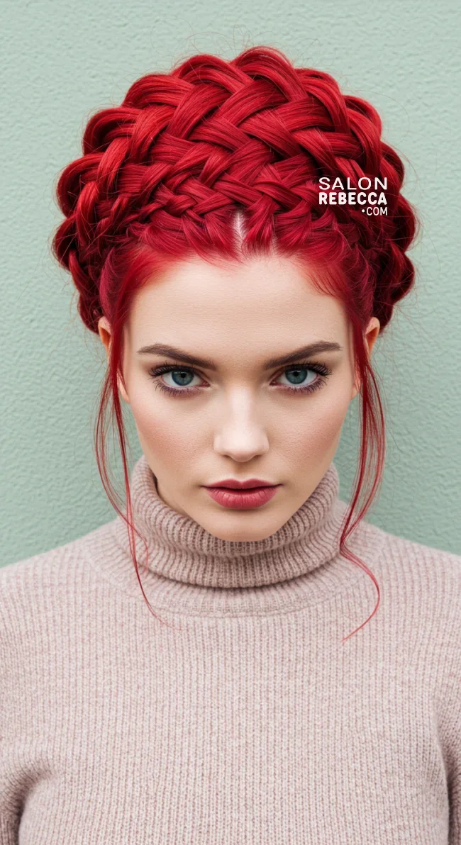 13. Scarlet Red Braided Updo | Winter’s Hottest Hair Color: Top Red Shades To Embrace This Winter