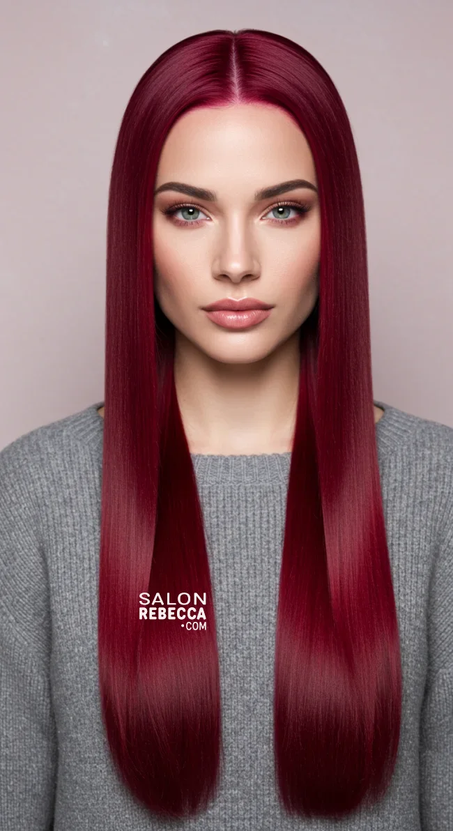 9. Ruby Red Sleek Straight Hair | Winter’s Hottest Hair Color: Top Red Shades To Embrace This Winter