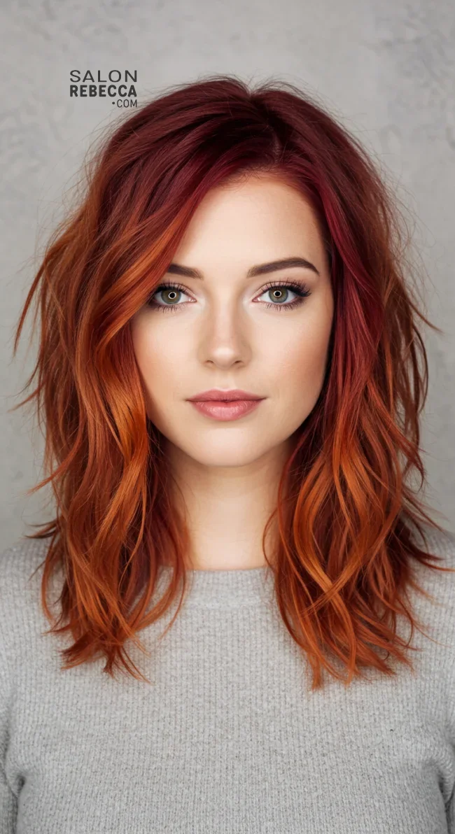 11. Sunset Red Layers | Winter’s Hottest Hair Color: Top Red Shades To Embrace This Winter