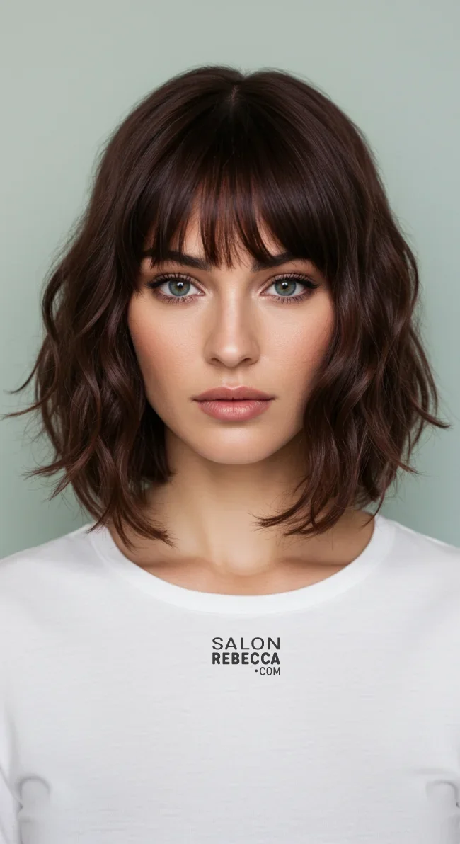 7. Wavy Fringe Bob | 15 Chic Short Hairstyles For Thick Wavy Hair