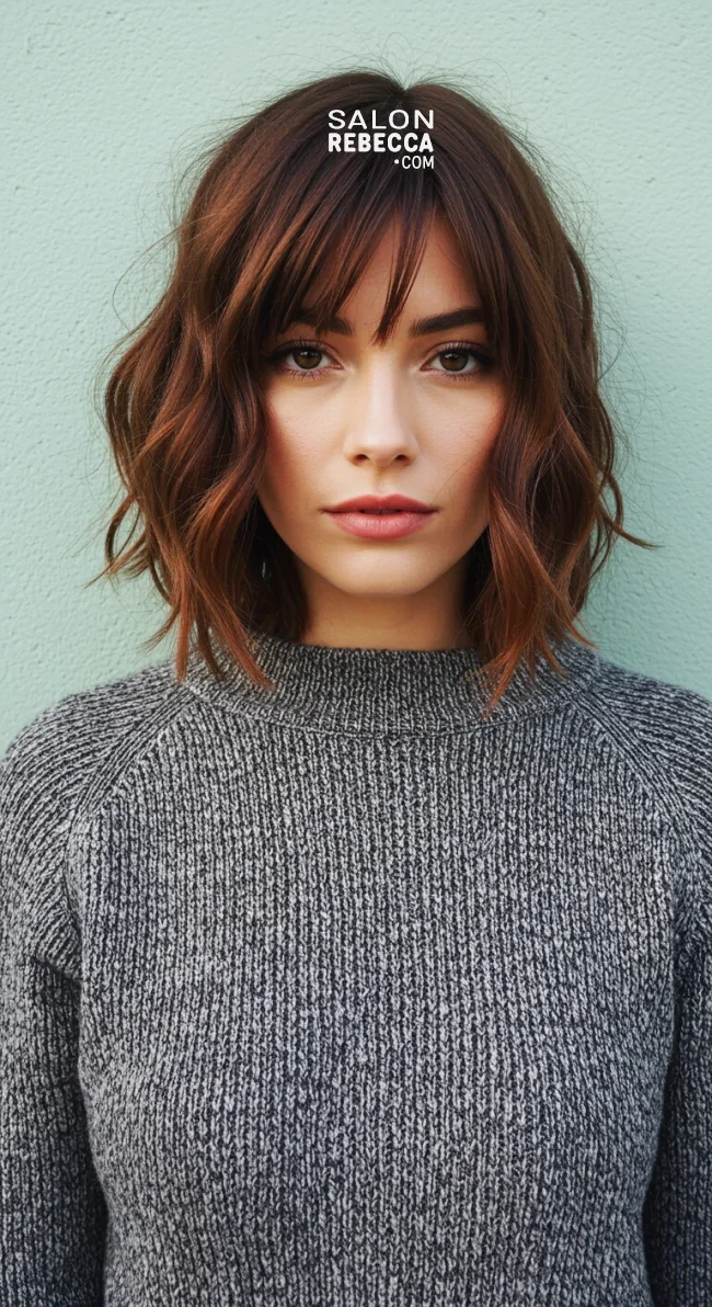 10. Side-Swept Wavy Bangs | 15 Chic Short Hairstyles For Thick Wavy Hair