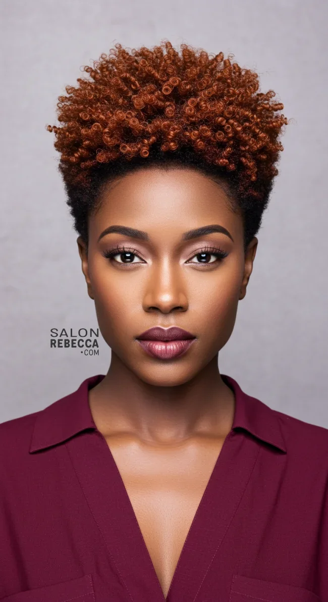 9. Auburn-Colored Fade Cut | Short Natural Fade Haircuts For Black Women