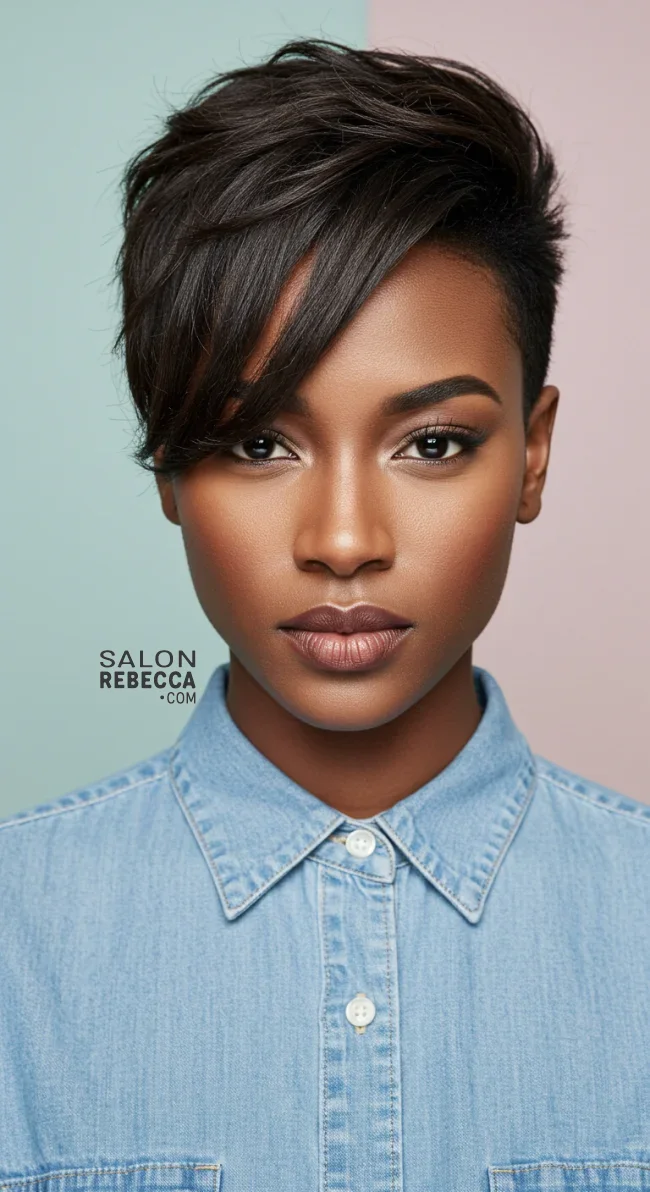 10. Soft Fade with Side Part | Short Natural Fade Haircuts For Black Women