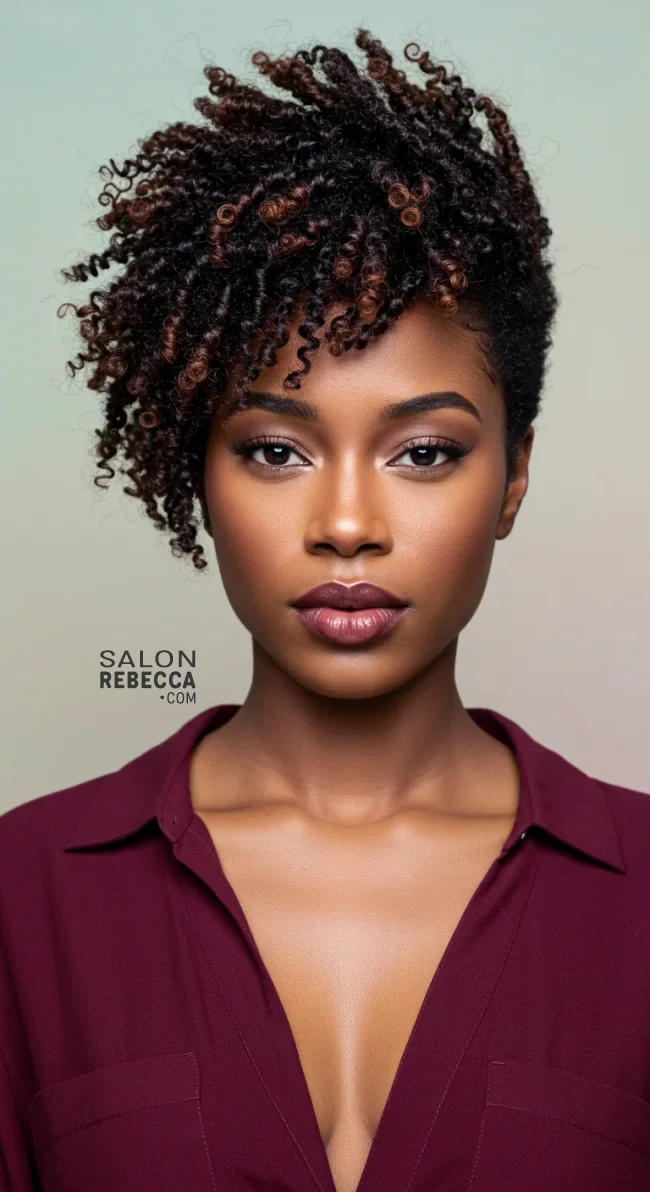 10. Asymmetrical Curly Crop | Short Natural Haircuts For Black Women With Round Faces