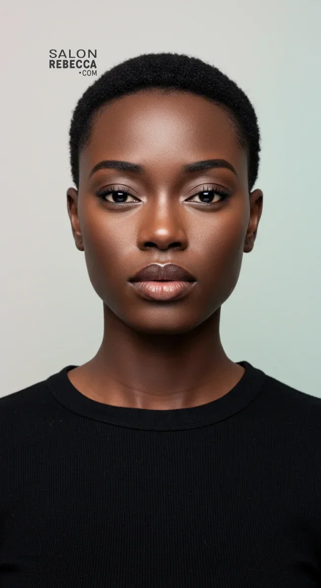 5. Buzz Cut with Defined Edges | Short Natural Haircuts For Black Women With Round Faces