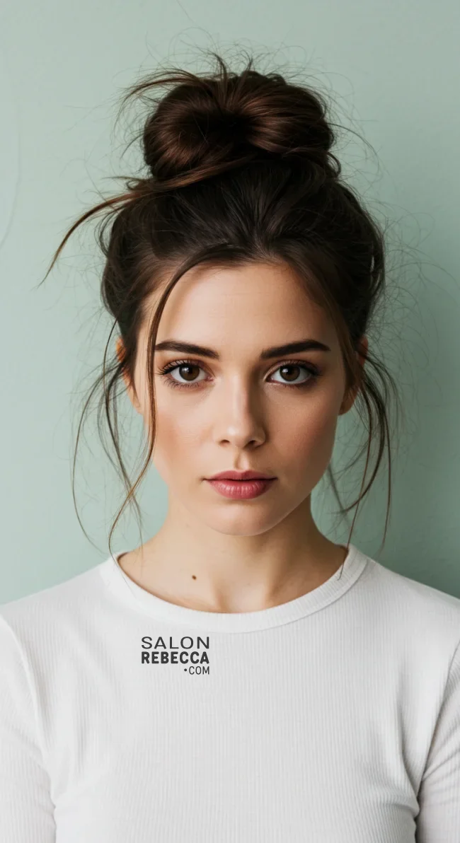 6. Messy Bun | Brunette Beauty: Unveiling The Trendiest Brown Hairstyles Of The Season