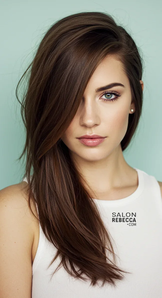 9. Deep Side Part | Brunette Beauty: Unveiling The Trendiest Brown Hairstyles Of The Season