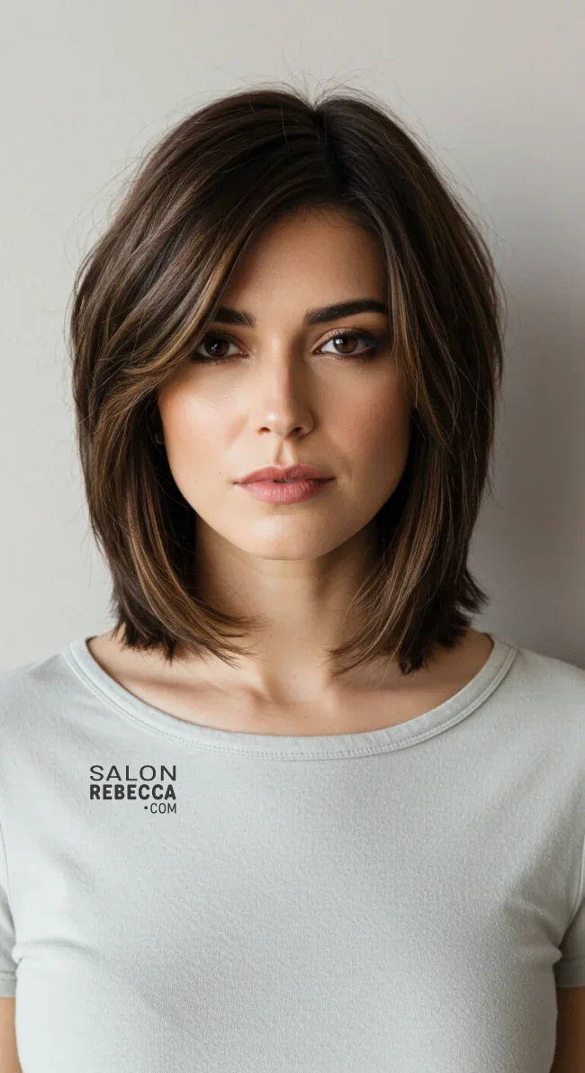 14. Layered Cut with a Deep Side Part | Top Volume-Boosting Haircuts For Thin Hair