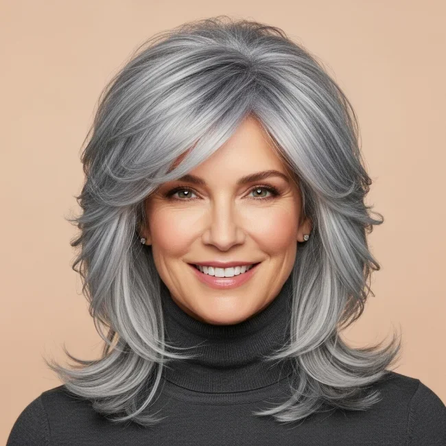 10. Classic Salt and Pepper Modern Shag | Short Vs. Long Shag: 10 Haircut Ideas For Every Hair Length