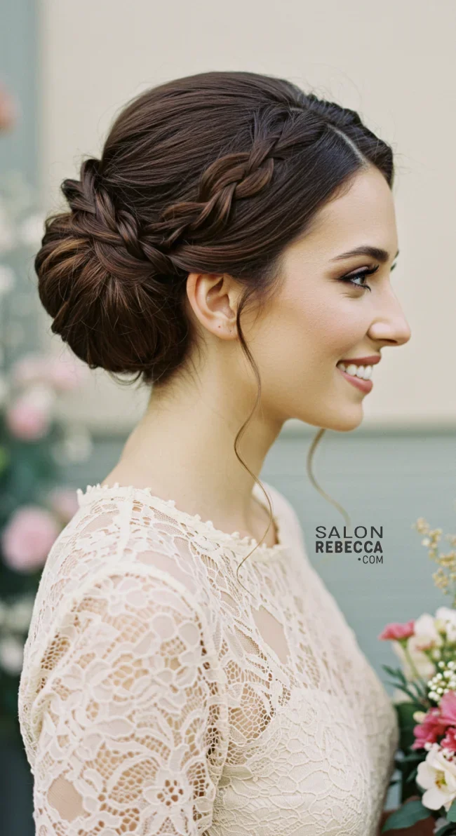 7. Low Braided Bun | Chic And Timeless Updo Hairstyles: Elevate Your Look With These Stunning Updos