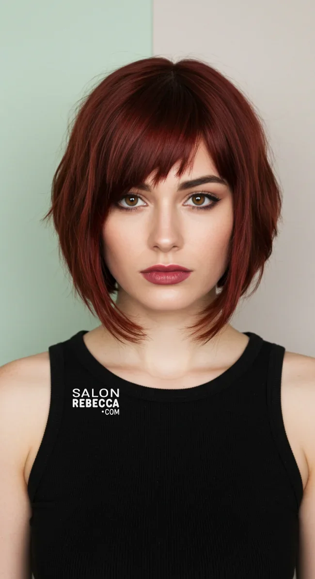 10. Asymmetrical Bob with Side-Swept Bangs | 10 Jaw-Dropping Ideas Of Haircuts For Oval Faces With Bangs