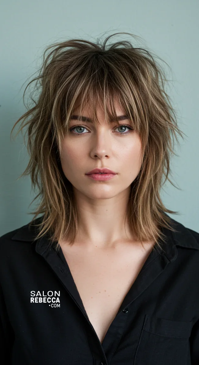 8. Shaggy Hairstyle with Textured Bangs | 10 Jaw-Dropping Ideas Of Haircuts For Oval Faces With Bangs