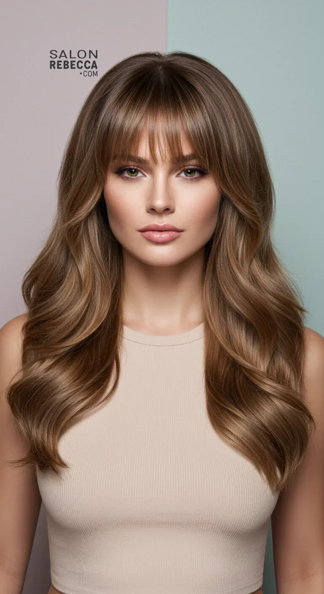 2. Long Layers with Curtain Bangs | 10 Jaw-Dropping Ideas Of Haircuts For Oval Faces With Bangs