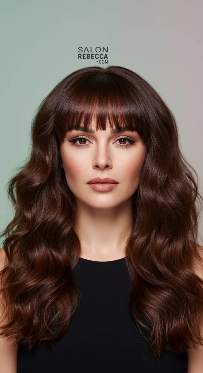 8. Arched Bangs with a Voluminous Blowout | Astonishing Photos That Inspire You For Getting Bangs Over 40