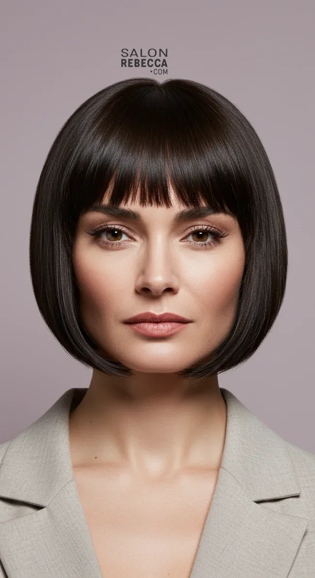 2. Curtain Bangs with a Sleek Bob | Astonishing Photos That Inspire You For Getting Bangs Over 40