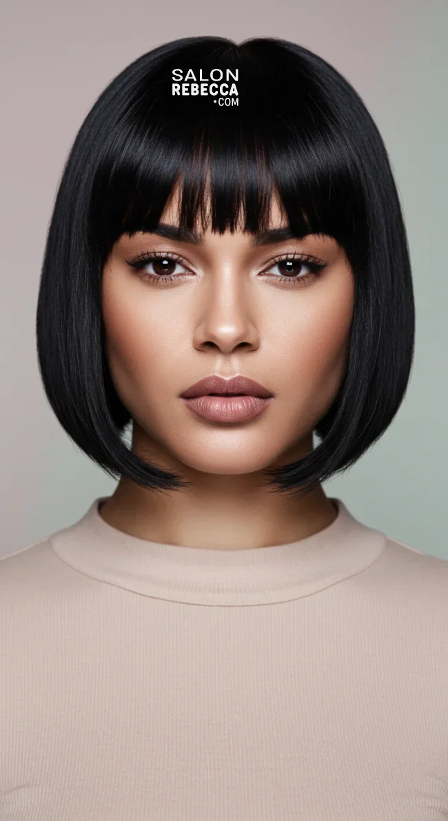 4. Blunt Bangs with a Classic Bob | Astonishing Photos That Inspire You For Getting Bangs Over 40