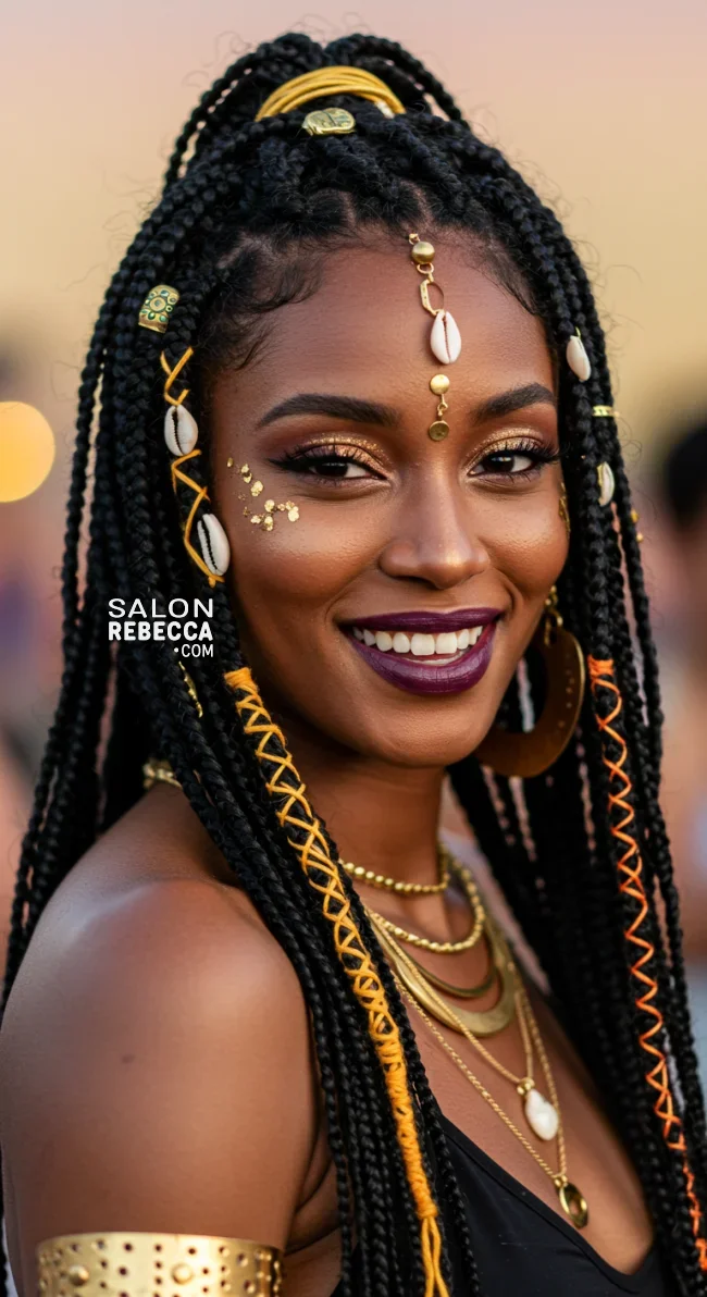 13. Accessorized Box Braids | Box Braids Hairstyle: A Timeless Elegance In Modern Fashion