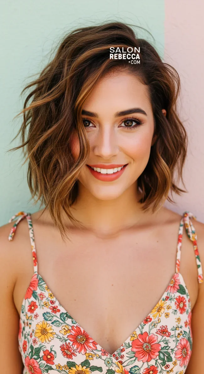 10. Wavy Bob with Highlights | Explore The Latest Short Bob Haircuts For Women