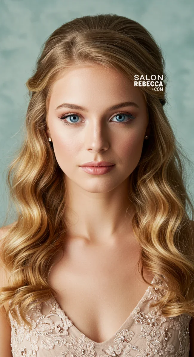 9. Half-Up, Half-Down with Soft Curls | Fantastic Prom And Wedding Ball Hairstyles