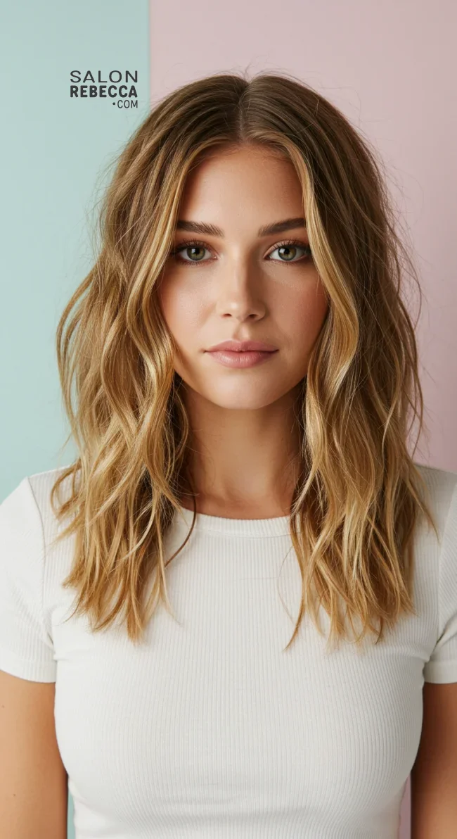 10. Beach Waves with Middle Part | Gorgeous Hairstyles That Make Thin Hair Look Thicker And Voluminous
