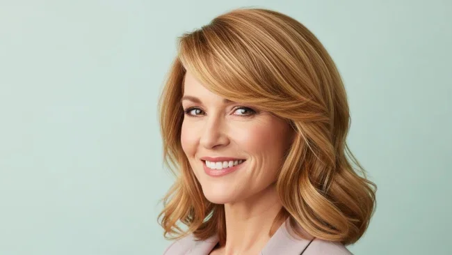 3. Elegant Side-Swept Bangs with Medium Waves | 10 Stunning Bangs Hairstyles For Women Over 40 | Age-Defying Fringe Ideas