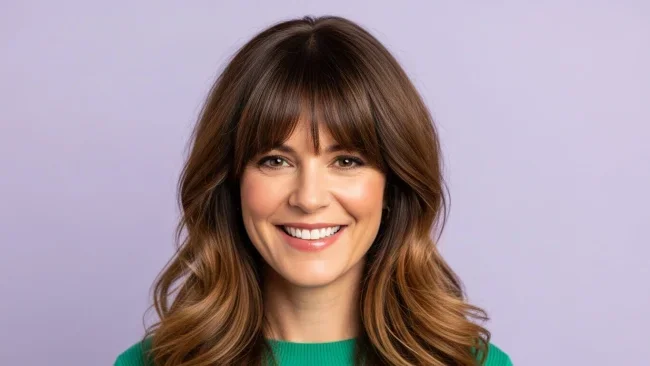 1. Wispy Curtain Bangs on Long Layers | 10 Stunning Bangs Hairstyles For Women Over 40 | Age-Defying Fringe Ideas