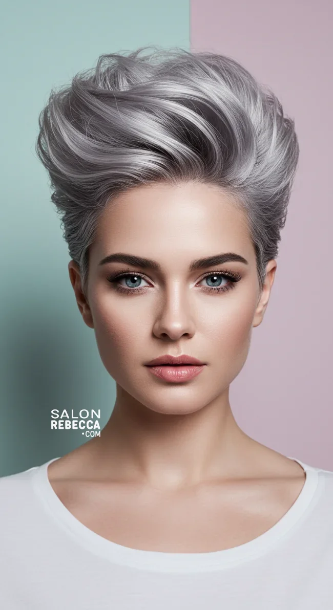14. Voluminous Gray Pompadour | Embrace The Elegance Of Short Gray Hairstyles - Chic And Timeless