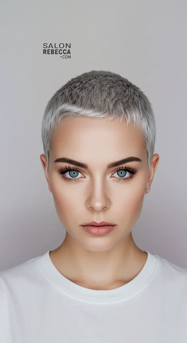 13. Platinum Gray Buzz Cut | Embrace The Elegance Of Short Gray Hairstyles - Chic And Timeless