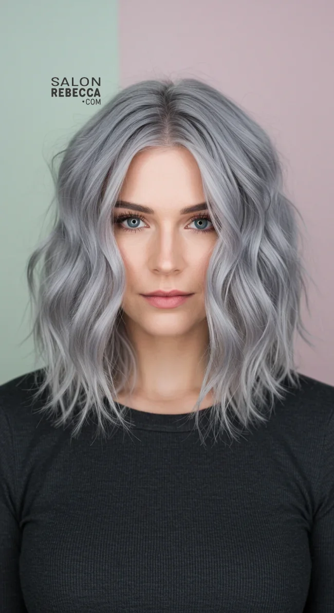 3. Wavy Gray Lob | Embrace The Elegance Of Short Gray Hairstyles - Chic And Timeless
