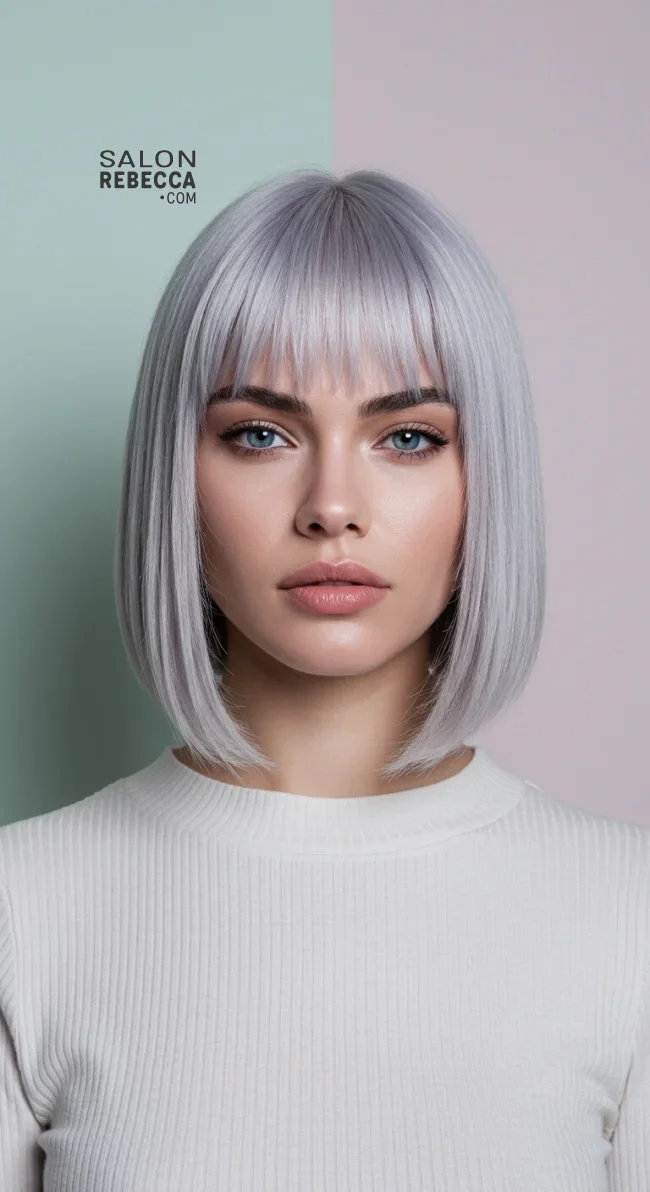 15. Classic Silver Bob with Blunt Bangs | Embrace The Elegance Of Short Gray Hairstyles - Chic And Timeless