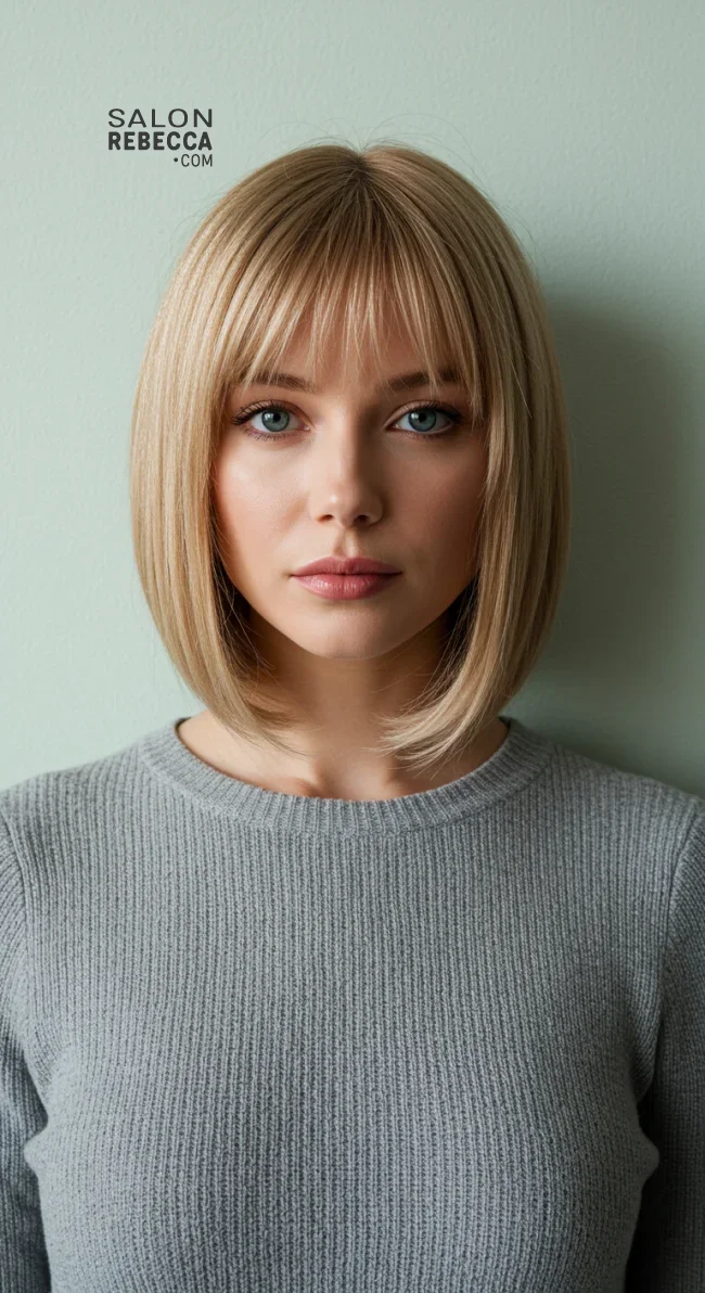 10. Shoulder-Length with Soft, Face-Framing Bangs | 15 Low-Maintenance Medium-Length Hairstyles With Bangs