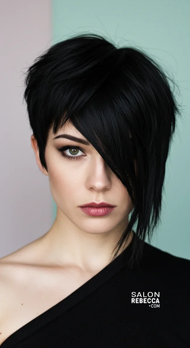 6. Asymmetrical Medium Cut with Angled Bangs | 15 Low-Maintenance Medium-Length Hairstyles With Bangs