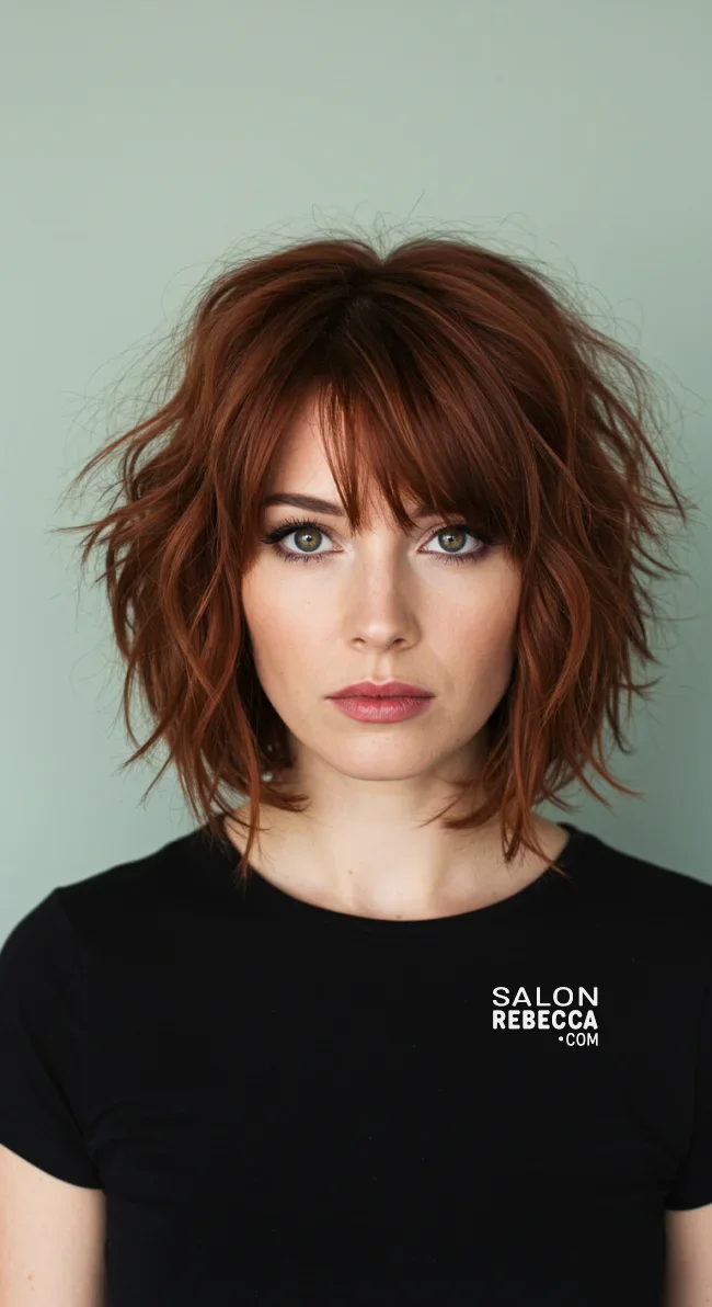 3. Textured Bob with Side-Swept Bangs | 15 Low-Maintenance Medium-Length Hairstyles With Bangs