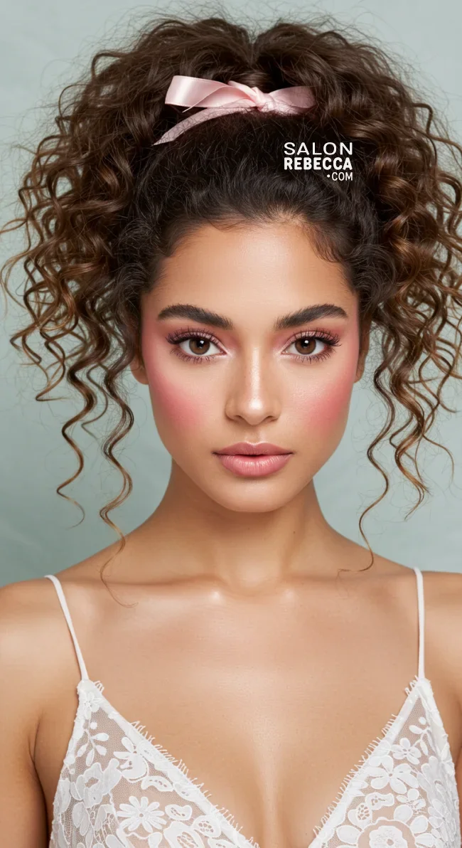 6. Curly Ponytail with Ribbon | 10 Perfect Flower Girl Hairstyles For Your Big Day