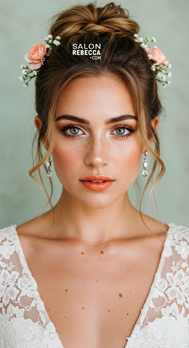 8. Messy Bun with Side Tendrils | 10 Perfect Flower Girl Hairstyles For Your Big Day