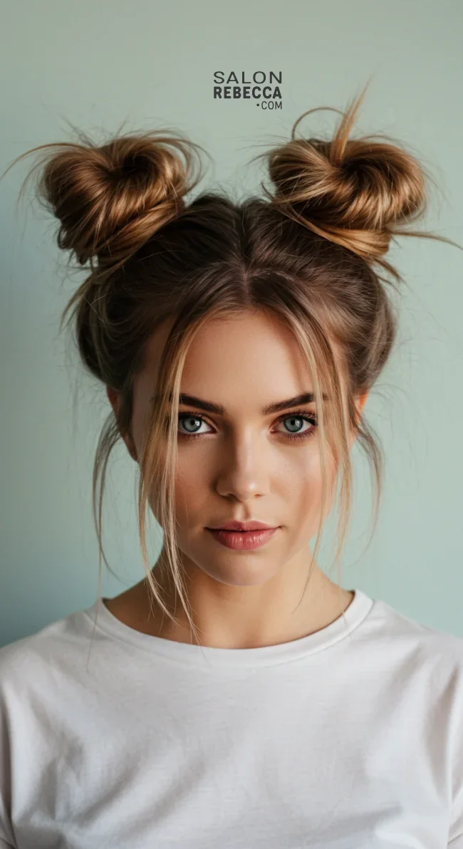 2. Messy Space Buns | Quick And Easy Space Buns Hairstyle Tutorial With Examples