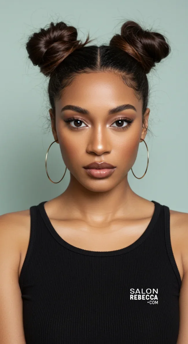 1. Classic Space Buns | Quick And Easy Space Buns Hairstyle Tutorial With Examples