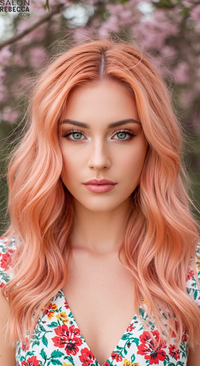 8. Peachy Rose Gold Balayage | 15 Spring Balayage Looks To Inspire Your Seasonal Refresh