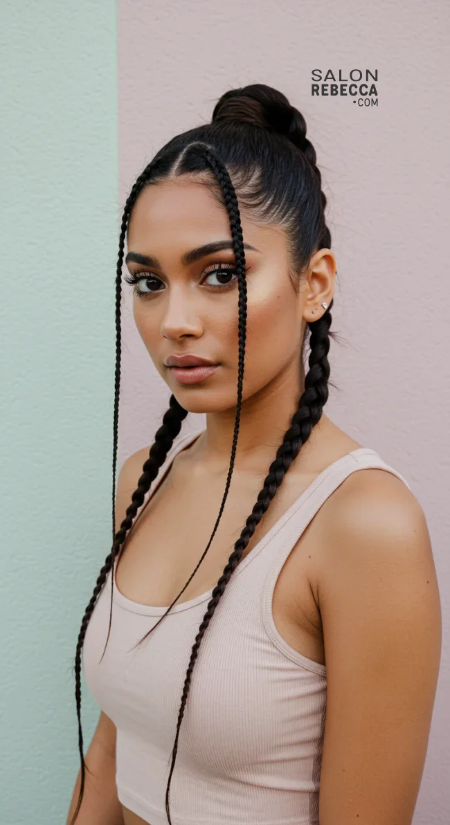 4. Baby Braids with a High Ponytail | Baby Braids Will Be Everywhere In 2025