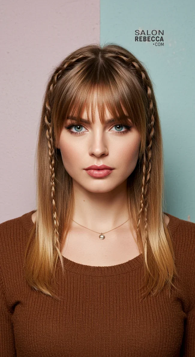 11. Baby Braids with Curtain Bangs | Baby Braids Will Be Everywhere In 2025