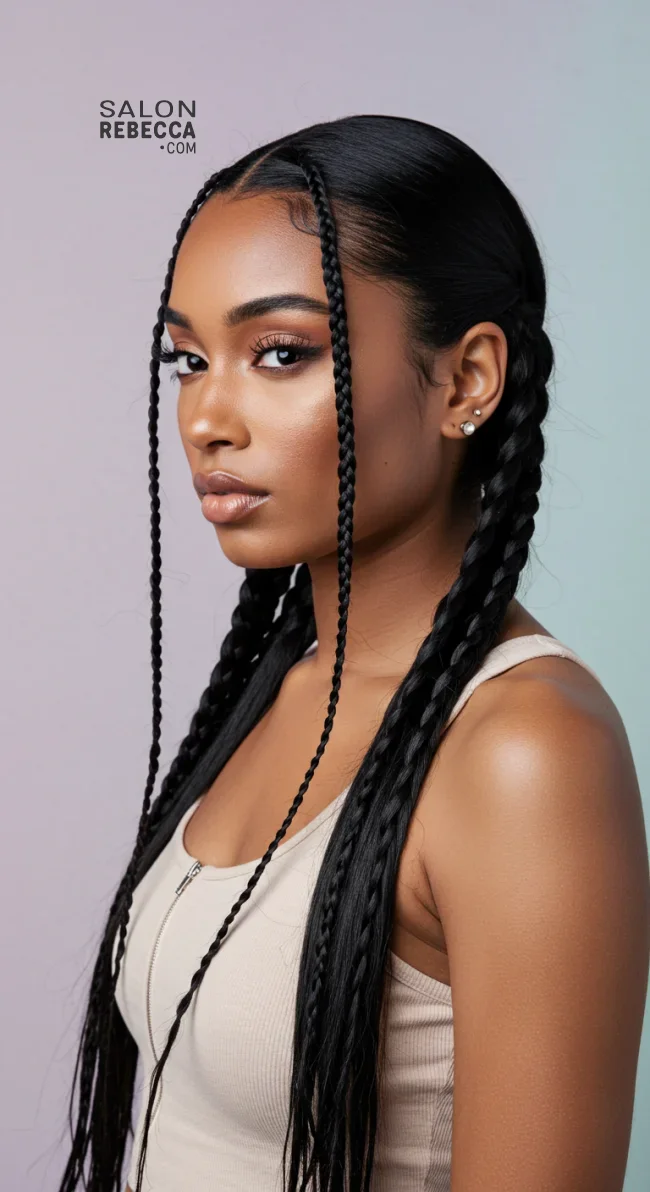 3. Slicked-Back Baby Braids | Baby Braids Will Be Everywhere In 2025