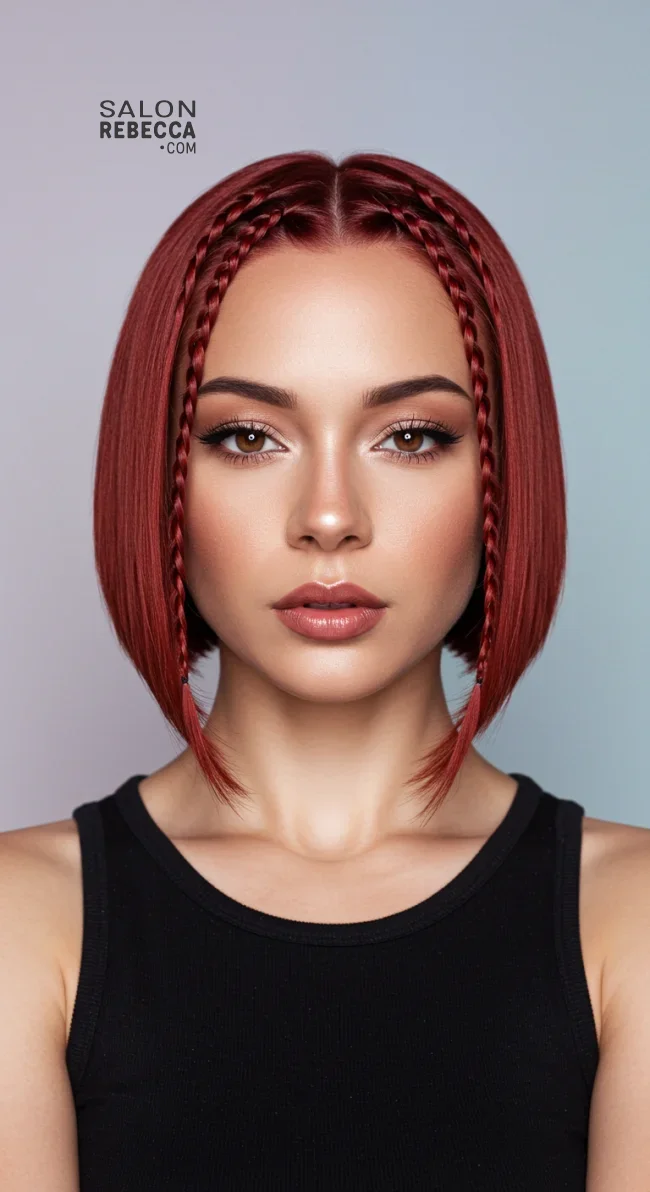 12. Baby Braids on Short Bob Hair | Baby Braids Will Be Everywhere In 2025