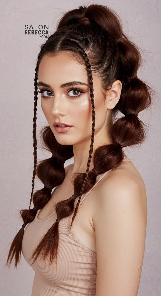 8. Bubble Ponytail with Baby Braids | Baby Braids Will Be Everywhere In 2025