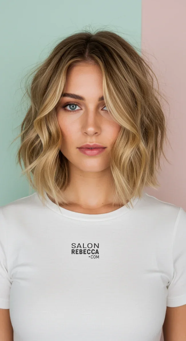 7. Wavy Bob with Highlights | Chic Short Bob Haircuts For Fine Hair - Boost Your Style
