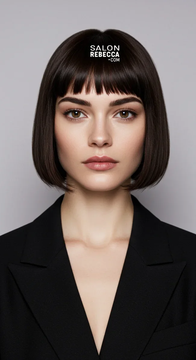 7. Short Blunt Bangs | Chic Blunt Bangs: Stylish Trends And Timeless Elegance